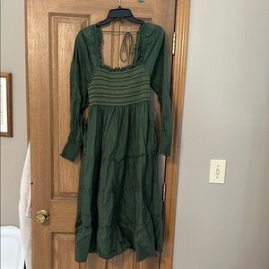 Hill House long sleeve green dress